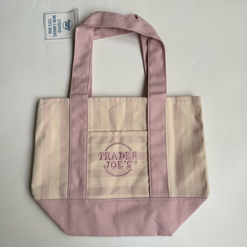 NEW Trader Joe’s Striped Mini Canvas Tote Bags Set of 4 - Picture 6 of 8